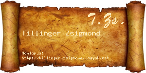 Tillinger Zsigmond névjegykártya